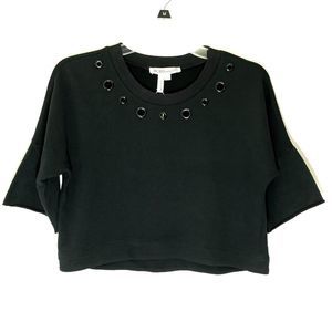BCBGeneration Black Crew Neck Cropped Sweatshirt Size S